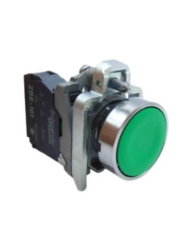 Green metal push button open contact (NO) Harmony XB4 - SCHNEIDER