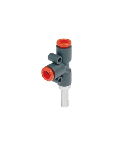 T-piece tube fitting 4mm with 4mm technopolymer side adapter - Metal Work