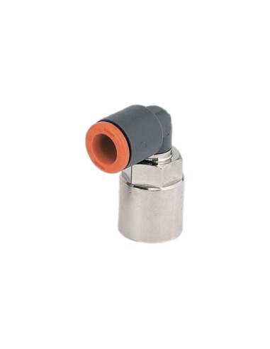 Female cylindrical rotating elbow fitting 1/4 tube 8mm technopolymer - Metal Work