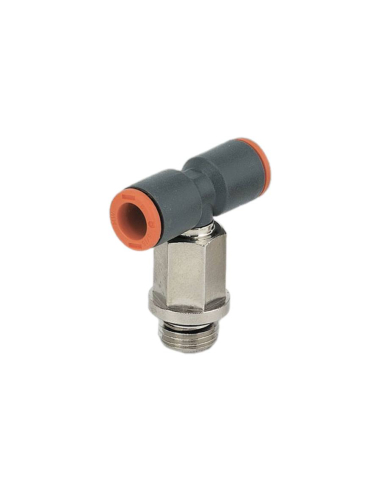 T-piece swivel with central thread extended 1/8 tube 6mm technopolymer - Metal Work