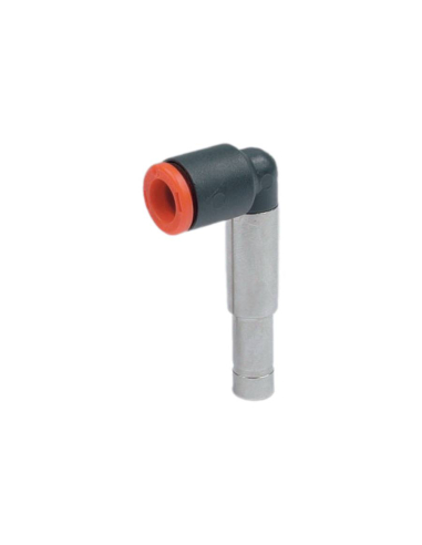 Racor L tubo 8mm con espiga larga 8mm tecnopolímero - Metal Work|adajusa