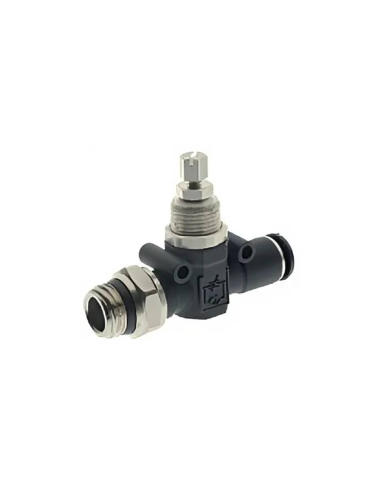 Regulador de caudal unidireccional macho short 1/4 - tubo 6mm para cilíndro - Aignep|adajusa