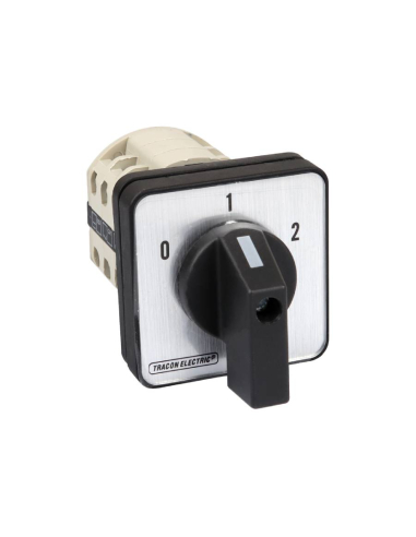 Three-phase 3-pole cam switch 20A 0-1-2 black handle (90º)