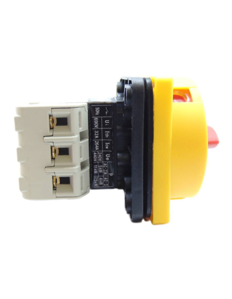 Interruptor seccionador 3 polos 100A amarillo-rojo Tracon | ADAJUSA