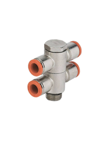 Double adjustable fitting 2 bodies 1/4 tube diameter 6mm - Metal Work