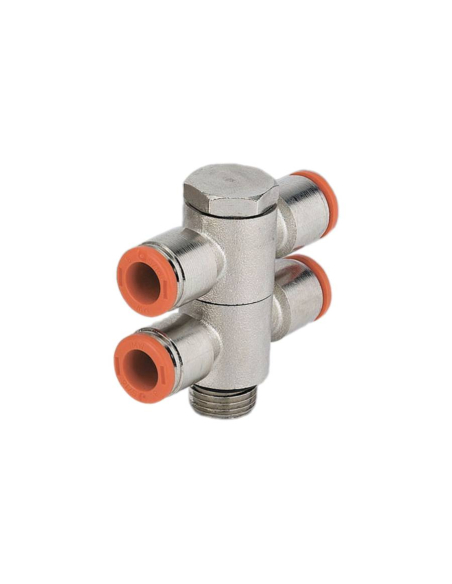 Racor orientable doble 2 cuerpos 1/4 tubo diámetro 6mm - Metal Work|adajusa