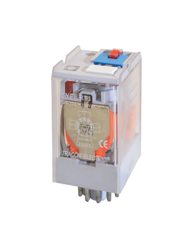 Power relay 230Vac 3 contacts 10A with mechanical and luminous indication