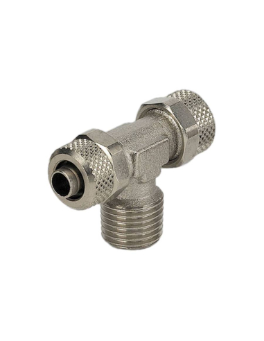 T-piece with 1/8 conical male central thread, tube 8/6 C Series - Metal Work