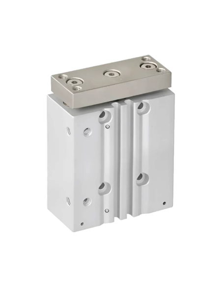 Double guide pneumatic cylinder 40x25mm double acting sliding bushing compatible SMC - Mindman | ADAJUSA | price