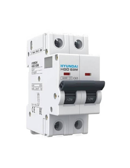 DC 2 pole 63A bipolar magnetothermic switch Hyundai HGD63-D2P063C | ADAJUSA | price