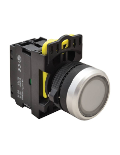 Pulsador blanco luminoso contacto abierto (NA) Tracon | Adajusa