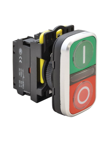 Double start-stop (I-O) pushbutton with open (NO) and closed (NC) contacts - NY Series