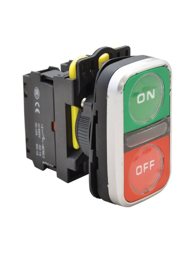 Illuminated double start-stop pushbutton (ON-OFF) with open (NO) and closed (NC) contacts - NY Series