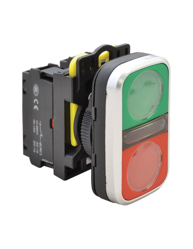 Illuminated double start-stop pushbutton with open (NO) and closed (NC) contacts - NY Series