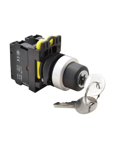 3-position key selector with open (NO) and closed (NC) contact return - NY Series