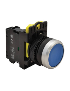 Blue electric push button with 22mm interlocking in plastic NYK3-B | ADAJUSA | Price