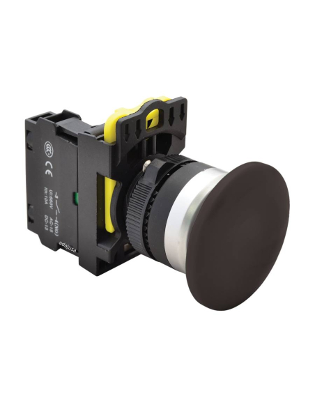 Pulsador seta negra 40mm Tracon | Adajusa