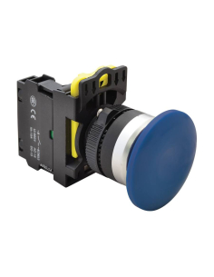 Pulsador seta azul 40mm Tracon | Adajusa