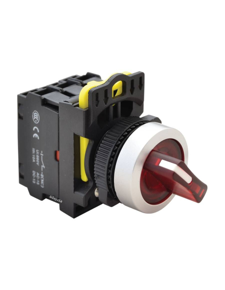 Red luminous selector switch 2 positions 1NA+1NC 22mm NYK3-SL21R| ADAJUSA | price