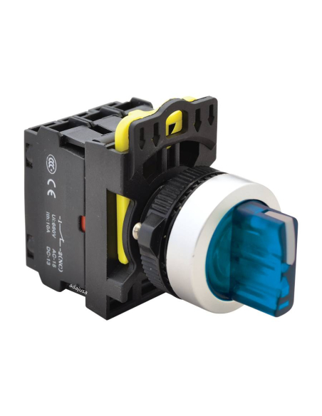 Blue luminous selector 3 positions with return 2NA 22mm NYK3-SL34B : ADAJUSA : price