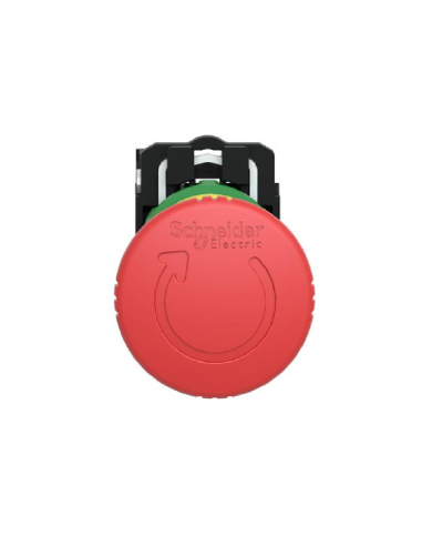 Pulsador parada de emergencia 40mm pulsar-girar Schneider | Adajusa