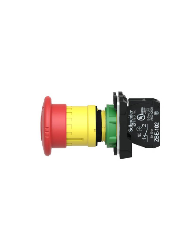 Pulsador parada de emergencia 40mm pulsar-girar Schneider | Adajusa