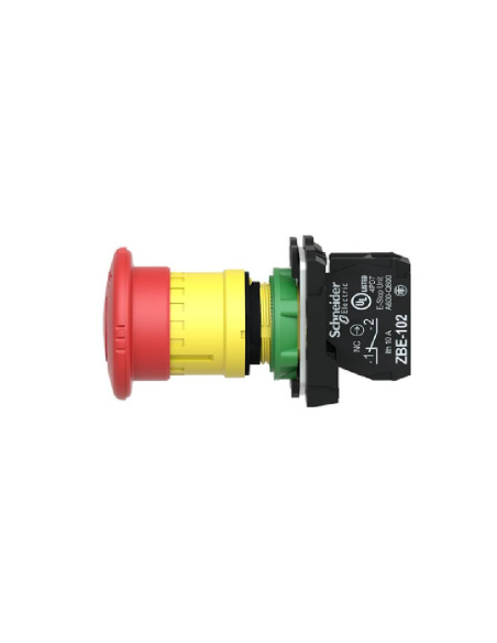 Pulsador parada de emergencia 40mm pulsar-girar Schneider | Adajusa