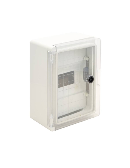Armario ABS 280x210x130mm puerta transparente y chasis frontal Serie TME | Adajusa
