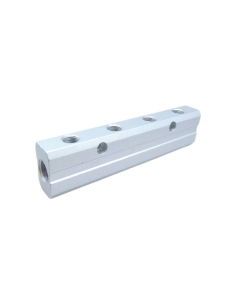 Distribuidor doble 2 entradas 1/4 - 8 salidas 1/8 en aluminio - Aignep-adajusa