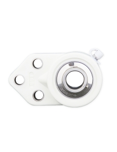 Soporte de brida blanco en termoplástico con rodamiento INOX eje 20mm SSUC-204 - ISB|adajusa