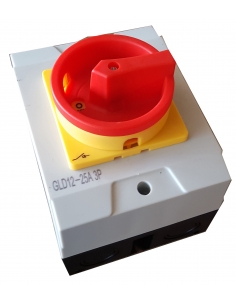 Interruptor trifasico 25A Mando rojo y amarillo