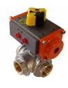 Brass valve 3-way with pneumatic rotary actuator
